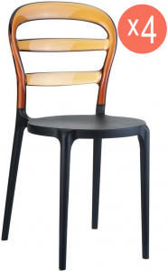 Комплект пластиковых стульев Siesta Contract Miss Bibi Set 4 стеклопластик, поликарбонат черный, янтарный Фото 1