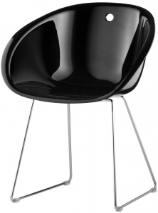 Кресло пластиковое на полозьях PEDRALI Gliss сталь, поликарбонат черный Фото 1