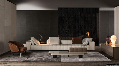 Диван модульный мягкий Minotti Freeman Tailor алюминий, ткань Фото 4
