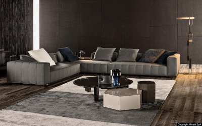 Диван модульный мягкий Minotti Freeman Tailor алюминий, ткань Фото 9