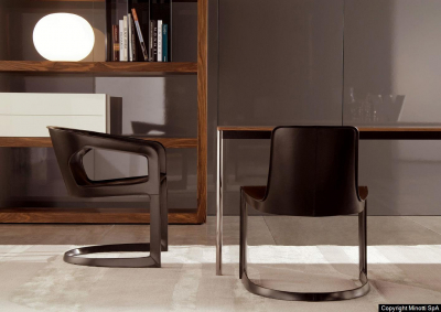 Стул металлический с обивкой Minotti Twombly металл, кожа Фото 6