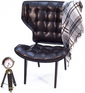 Кресло деревянное мягкое Rest.M.F Mamont Armchair фанера, массив(бук), иск.кожа, ткань коричневый Фото 1