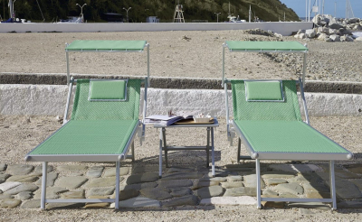 Шезлонг-лежак металлический Magnani 501 Relax алюминий, текстилен серебристый Фото 26