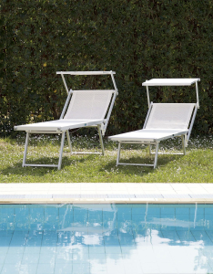 Шезлонг-лежак металлический Magnani 501 Relax алюминий, текстилен серебристый Фото 14