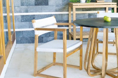 Кресло плетеное деревянное Giardino Di Legno Emily тик, искусственный ротанг коричневый, прозрачный Фото 4