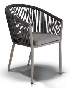 Кресло плетеное 4SIS Марсель алюминий, канат, ткань темно-серый Фото 1