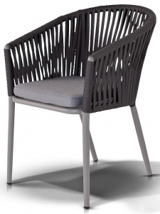 Кресло плетеное 4SIS Бордо алюминий, канат, ткань темно-серый Фото 1