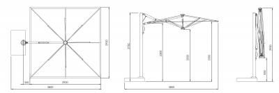 Зонт профессиональный 2.9х2.9 м Scolaro Astro Timber алюминий, акрил имитация ироко, слоновая кость Фото 2