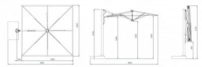 Зонт профессиональный 3.5х3.5 м Scolaro Astro Timber алюминий, акрил имитация ироко, черный Фото 2