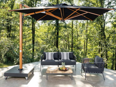 Зонт профессиональный 3х4 м Scolaro Astro Timber алюминий, акрил имитация ироко, черный Фото 1