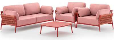 Комплект мягкой мебели Grattoni Easy алюминий, роуп, акрил красный Фото 1
