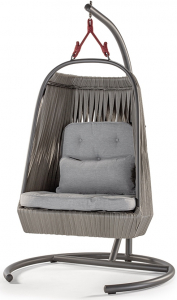 Кресло подвесное плетеное Grattoni Wind алюминий, роуп, олефин антрацит, серый, бежевый Фото 1