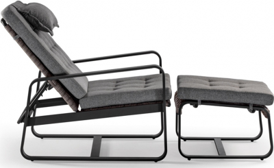 Кресло-шезлонг с пуфом Grattoni Capri Relax алюминий, роуп, акрил антрацит Фото 1