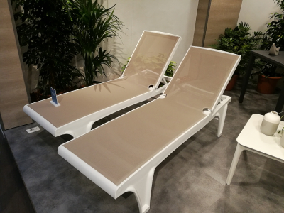 Шезлонг-лежак пластиковый Scab Design Tahiti технополимер, текстилен белый, тортора Фото 5
