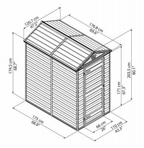 Сарай пластиковый Palram Skylight Shed 4x6 алюминий, поликарбонат серо-бежевый Фото 2