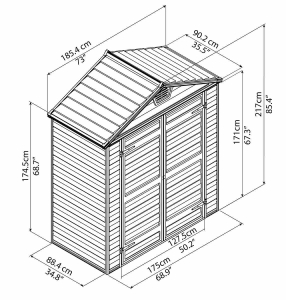 Сарай пластиковый Palram Skylight Shed 6x3 алюминий, поликарбонат серо-бежевый Фото 2