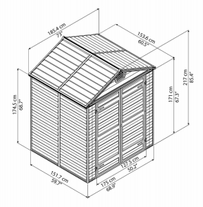 Сарай пластиковый Palram Skylight Shed 6x5 алюминий, поликарбонат серо-бежевый Фото 2