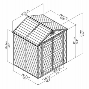 Сарай пластиковый Palram Skylight Shed 6x5 алюминий, поликарбонат темно-серый Фото 2
