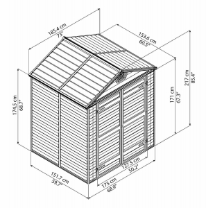 Сарай пластиковый Palram Skylight Shed 6x5 алюминий, поликарбонат темно-серый Фото 2