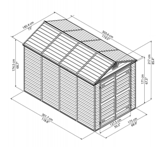 Сарай пластиковый Palram Skylight Shed 6x10 алюминий, поликарбонат серо-бежевый Фото 2