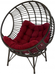 Кресло лаунж плетеное с подушкой Ecodesign Orbit металл, искусственный ротанг темно-коричневый, бордовый Фото 1