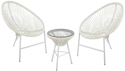 Комплект плетеной мебели Ecodesign Acapulco сталь, искусственный ротанг, стекло белый Фото 1