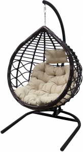 Кресло подвеcное Ecodesign Veil2 металл, искусственный ротанг темно-коричневый, бежевый Фото 1