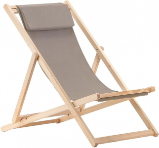 Кресло-шезлонг деревянное складное Fiam Relax ясень, текстилен Фото 1