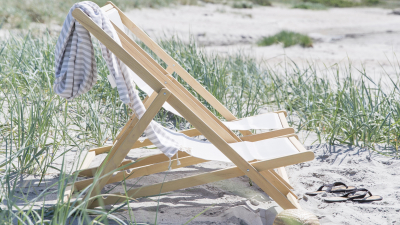 Кресло-шезлонг деревянное складное Fiam Relax ясень, текстилен Фото 9