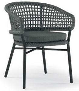 Кресло плетеное с подушкой Grattoni Atol алюминий, роуп, олефин антрацит, темно-серый, серый Фото 1