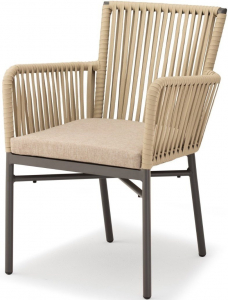 Кресло плетеное с подушкой Grattoni Antibes алюминий, текстилен антрацит, бежевый Фото 1