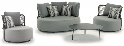 Комплект мягкой мебели Grattoni Ibiza алюминий, роуп, акрил черный, темно-серый Фото 1