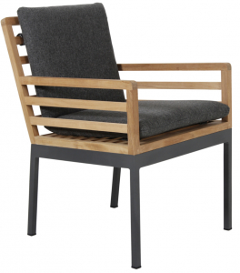 Кресло деревянное с подушкой BraFab Zalongo алюминий, тик, ткань антрацит, натуральный Фото 1