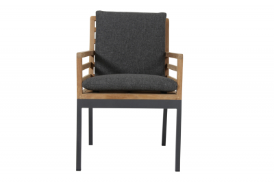 Кресло деревянное с подушкой BraFab Zalongo алюминий, тик, ткань антрацит, натуральный Фото 2
