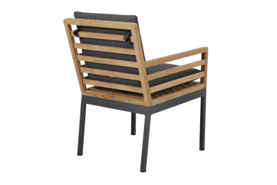 Кресло деревянное с подушкой BraFab Zalongo алюминий, тик, ткань антрацит, натуральный Фото 3