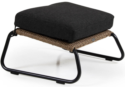 Банкетка плетеная с подушкой BraFab Midway алюминий, искусственный ротанг, олефин коричневый, черный Фото 1