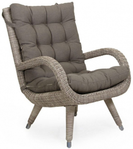 Кресло плетеное с подушкой BraFab Silva алюминий, искусственный ротанг, ткань бежевый Фото 1
