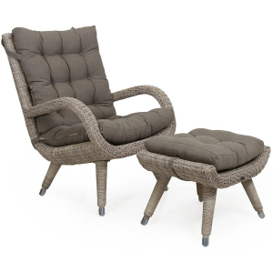 Кресло плетеное с подушкой BraFab Silva алюминий, искусственный ротанг, ткань бежевый Фото 2