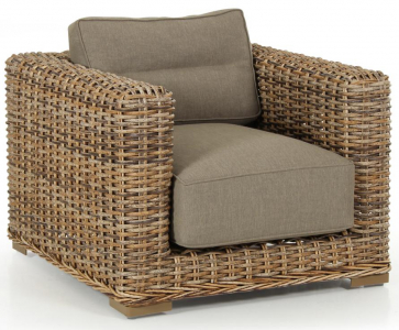 Кресло плетеное с подушками BraFab Eddo алюминий, искусственный ротанг, ткань коричневый, бежевый Фото 1