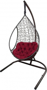 Кресло подвеcное Ecodesign Лира металл, искусственный ротанг темно-коричневый, бордовый Фото 1