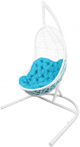 Кресло подвеcное Ecodesign Вега металл, искусственный ротанг белый, бирюзовый Фото 1