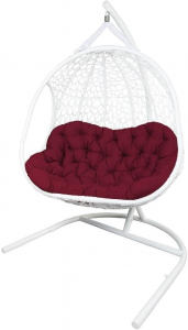 Кресло подвеcное Ecodesign Гелиос металл, искусственный ротанг белый, бордовый Фото 1