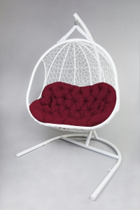 Кресло подвеcное Ecodesign Гелиос металл, искусственный ротанг белый, бордовый Фото 2