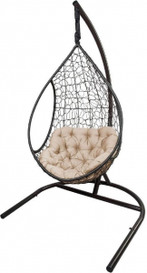 Кресло подвеcное Ecodesign Лира металл, искусственный ротанг темно-коричневый, бежевый Фото 1