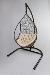 Кресло подвеcное Ecodesign Лира металл, искусственный ротанг темно-коричневый, бежевый Фото 2