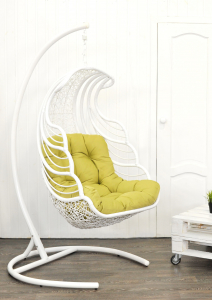 Кресло подвеcное Ecodesign Shell сталь, искусственный ротанг белый Фото 2