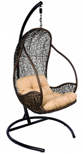Кресло подвеcное Ecodesign Flyhang сталь, искусственный ротанг коричневый Фото 1