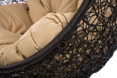 Кресло подвеcное Ecodesign Lunar сталь, искусственный ротанг черный Фото 3