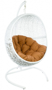 Кресло подвеcное Ecodesign Lunar сталь, искусственный ротанг белый Фото 1