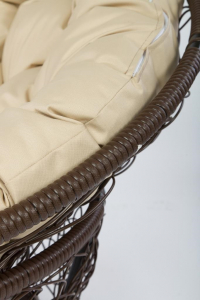 Кресло лаунж плетеное с подушкой Ecodesign Papasan металл, искусственный ротанг коричневый, бежевый Фото 2
